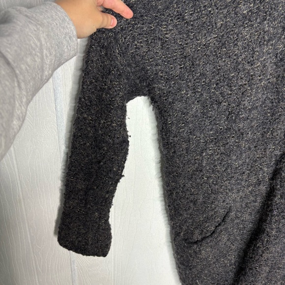 Free People Boucle Button Cardigan sweater charcoal black size medium - Picture 4 of 13